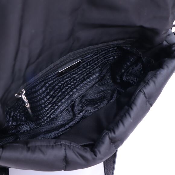 PRADA Tessuto Nylon Bomber Sound Bag Black Leather Adjustable Shoulder Strap - Picture 6 of 11